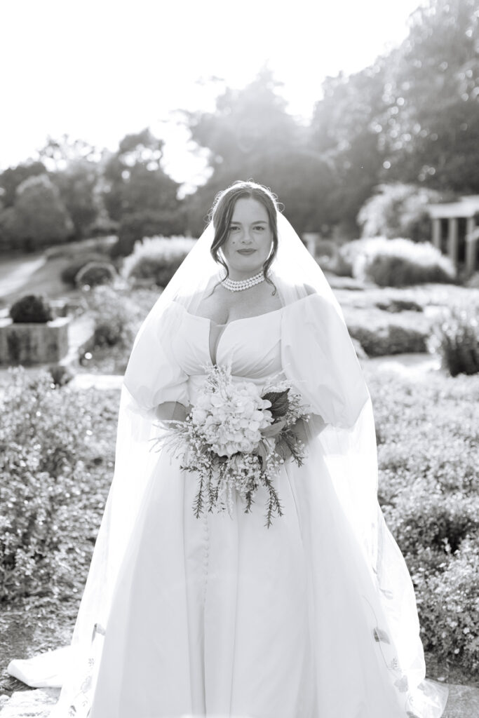 Maymont bridal portrait session black and white photo