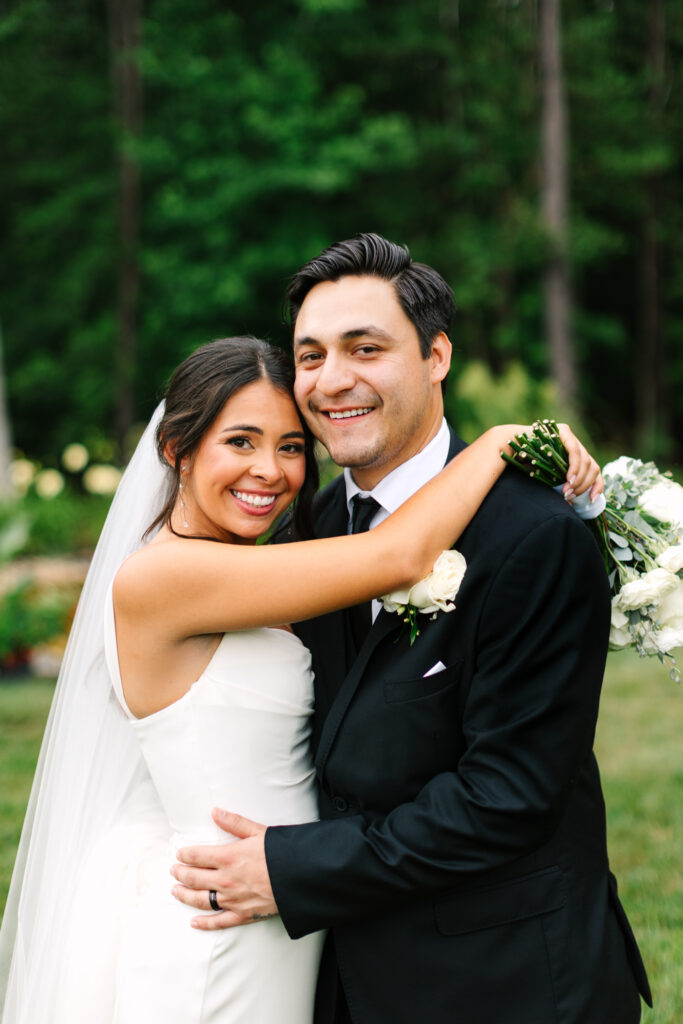 Close-up portrait of the bride and groom at The Maine of Williamsburg