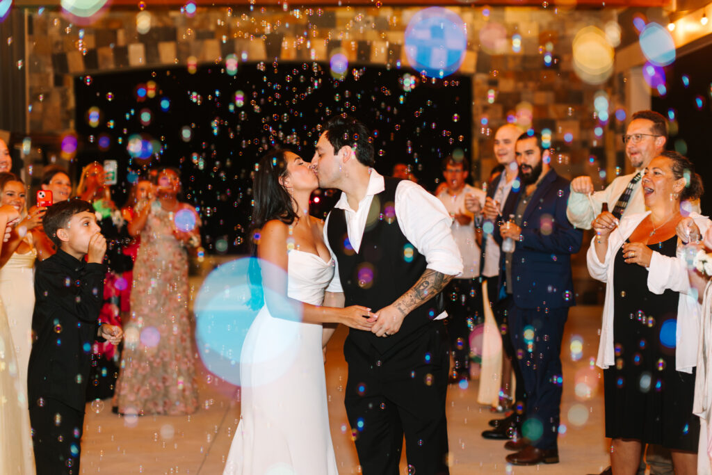 Bubble send-off moment at The Maine of Williamsburg wedding reception