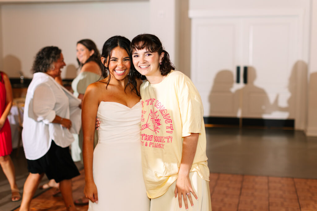 T-shirt toss during the wedding reception at The Maine of Williamsburg