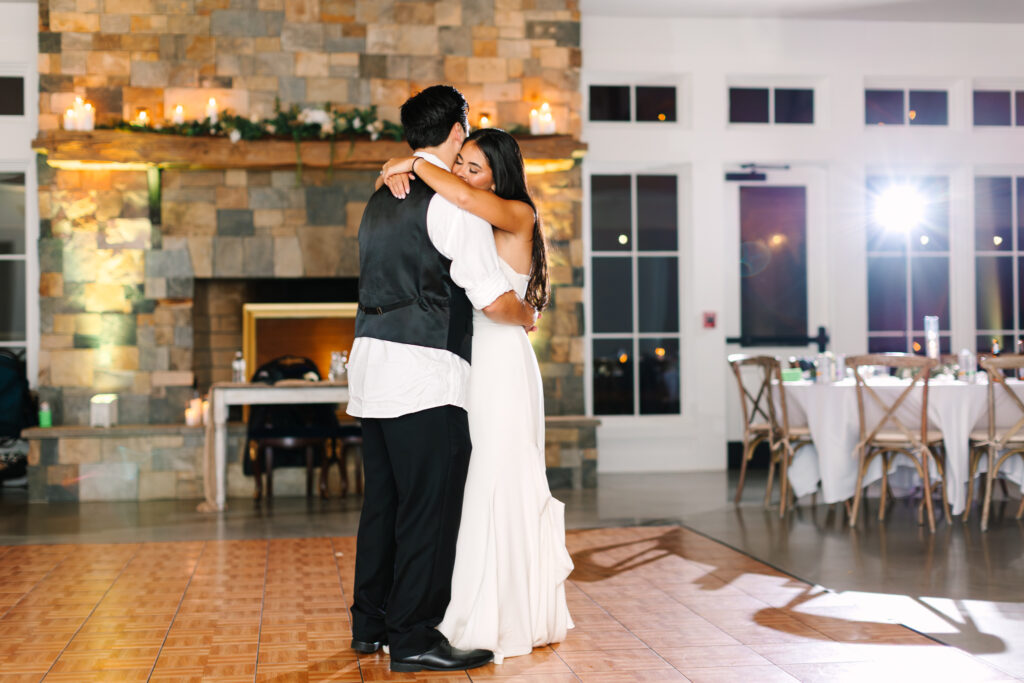 Bride and groom sharing a private last dance before the bubble send-off at The Maine of Williamsburg