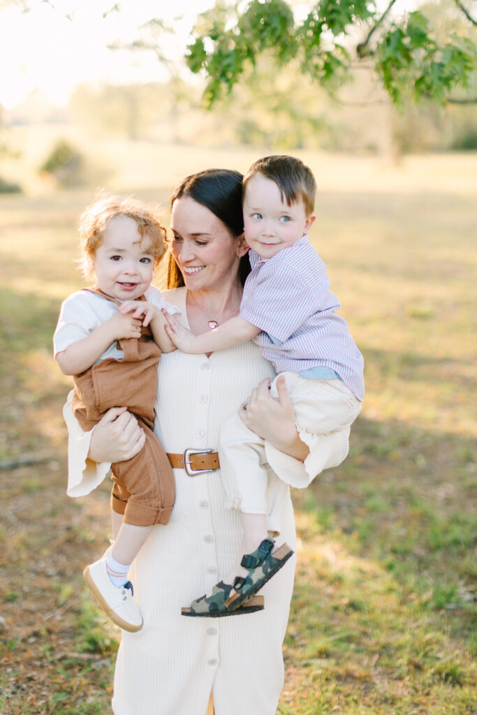 Yorktown Summer Mini Session family portraits during golden hour in a field in Yorktown, Virginia.